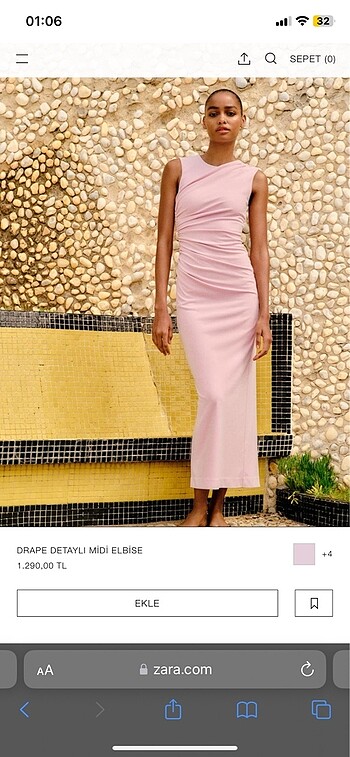 Zara drape detaylı midi elbise