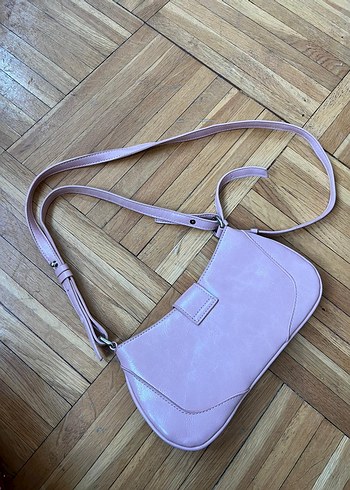 Pembe Deri Kadın Omuz Çantası - Görsel 5