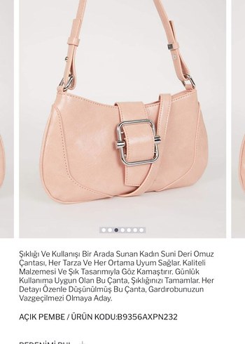 Pembe Deri Kadın Omuz Çantası - Görsel 11