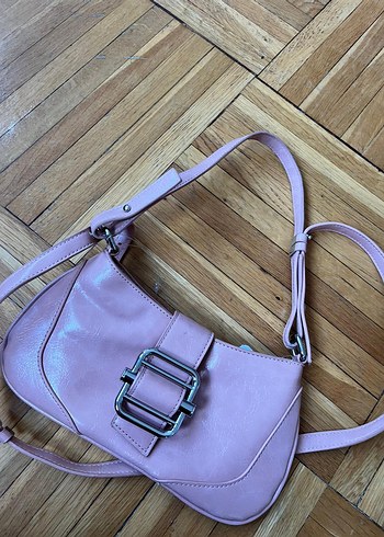 Pembe Deri Kadın Omuz Çantası - Görsel 2