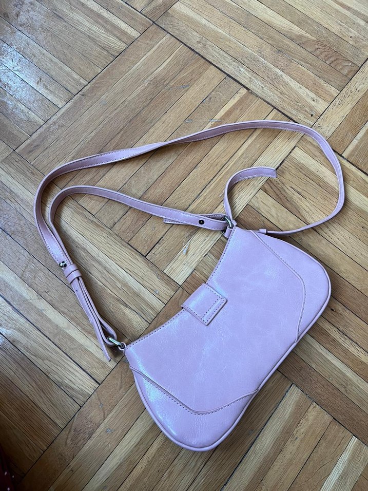 Pembe Deri Kadın Omuz Çantası - Görsel 5