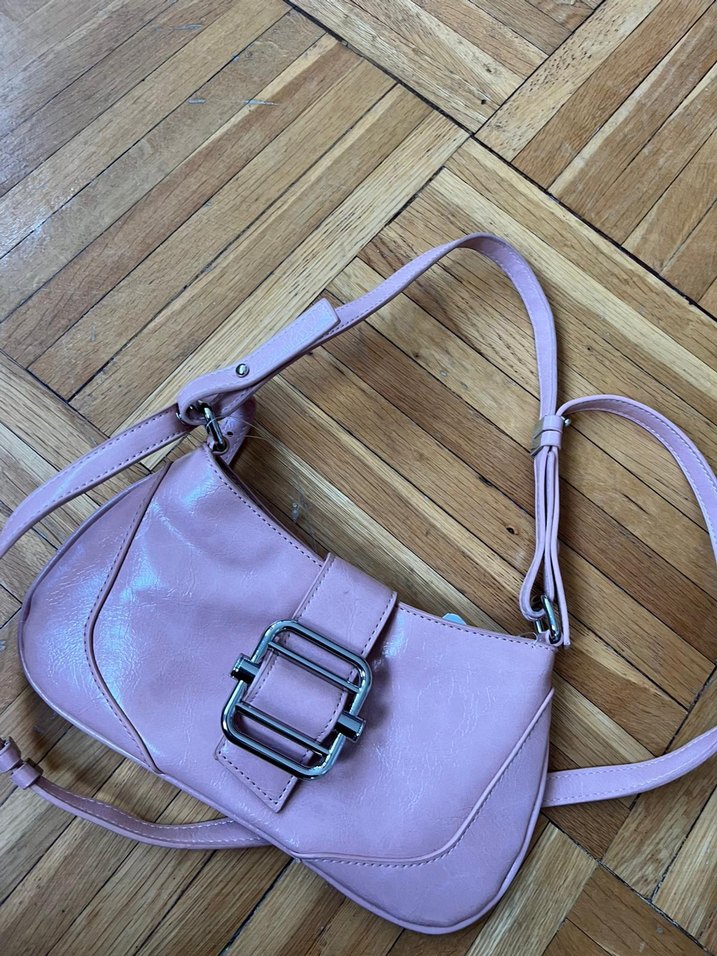 Pembe Deri Kadın Omuz Çantası - Görsel 2