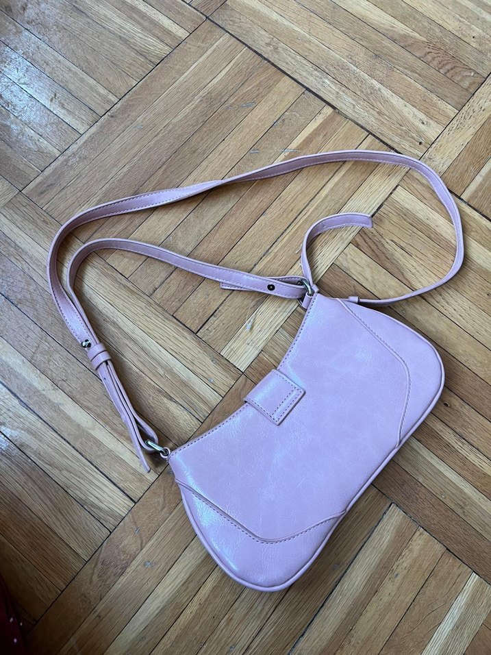 Pembe Deri Kadın Omuz Çantası - Görsel 4