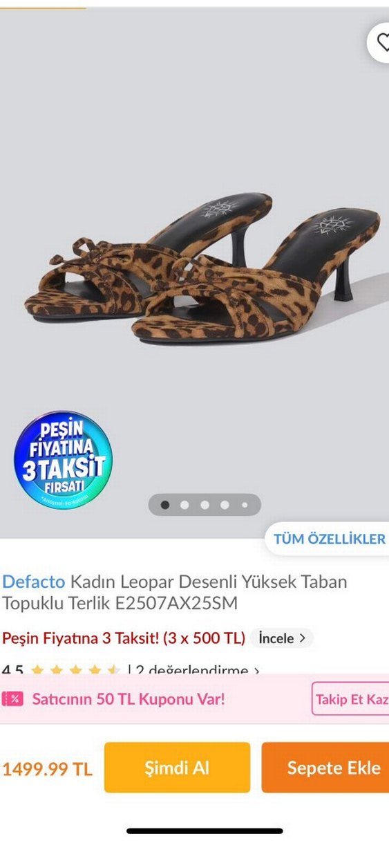 Leopar Desenli Topuklu Kadın Terlik - Görsel 4