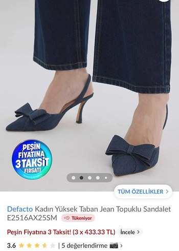 Koyu Mavi Denim Fiyonklu Stiletto - Görsel 3