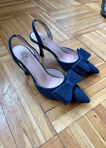 Koyu Mavi Denim Fiyonklu Stiletto - Görsel 2