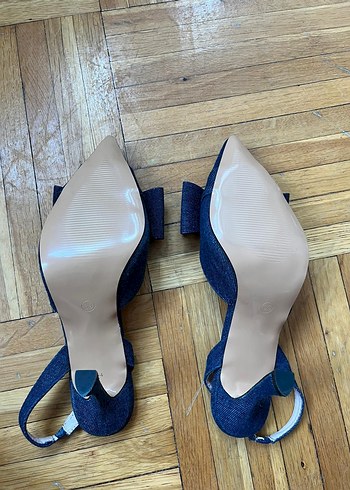 Koyu Mavi Denim Fiyonklu Stiletto - Görsel 8