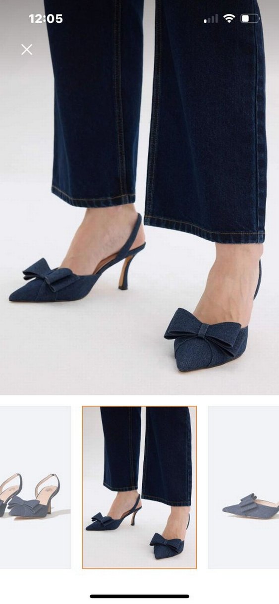 Koyu Mavi Denim Fiyonklu Stiletto - Görsel 4