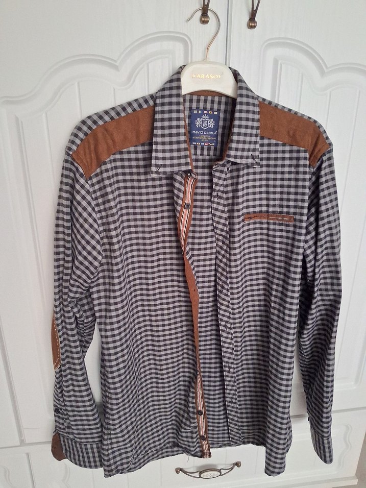 Kareli Kahverengi Detaylı Erkek Gömlek - Görsel 3