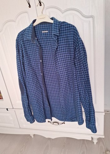 Erkek Mavi Düğmeli Uzun Kollu Denim Gömlek - Görsel 6