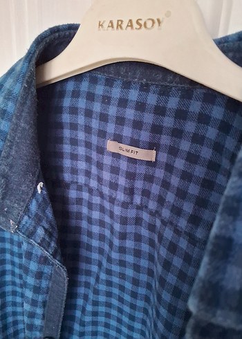 Erkek Mavi Düğmeli Uzun Kollu Denim Gömlek - Görsel 5