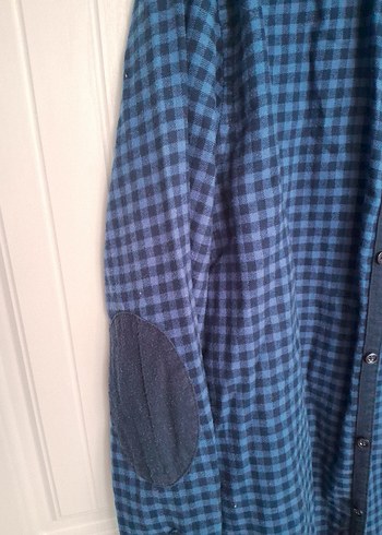 Erkek Mavi Düğmeli Uzun Kollu Denim Gömlek - Görsel 7