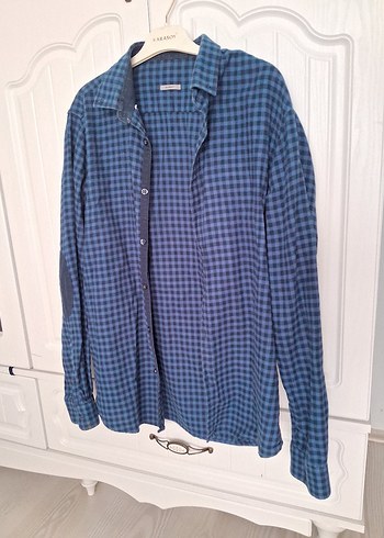 Erkek Mavi Düğmeli Uzun Kollu Denim Gömlek - Görsel 3