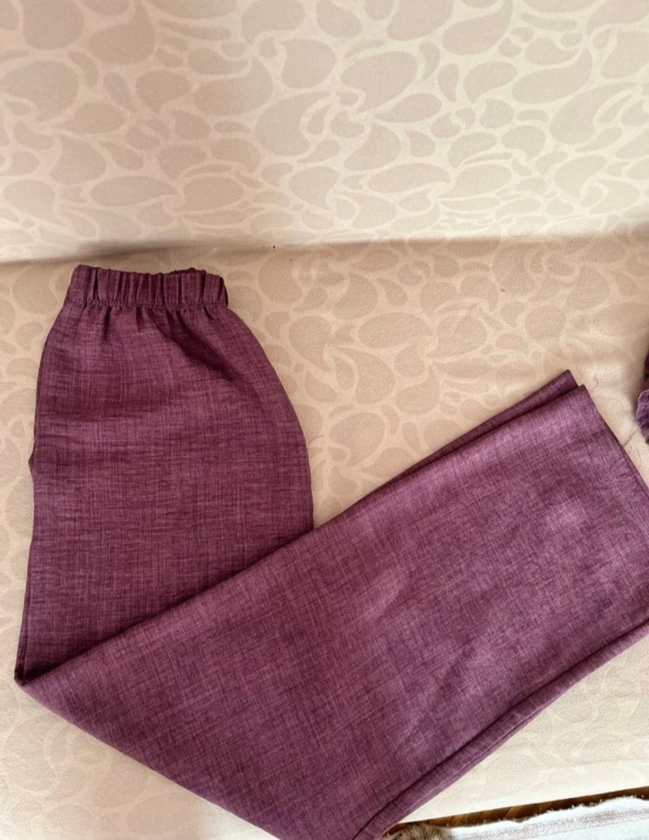 Bordo Uzun Keten Gömlek - Görsel 3