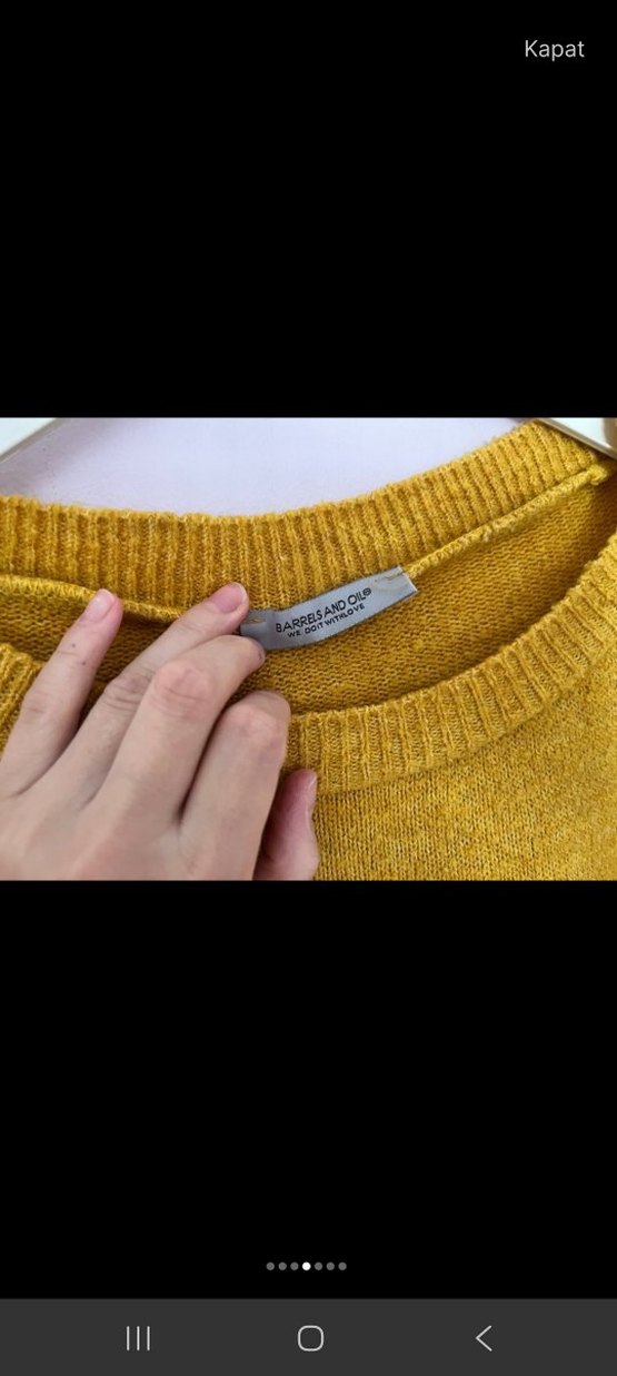 Sarı Örgü Kadın Midi Kazak - Görsel 2