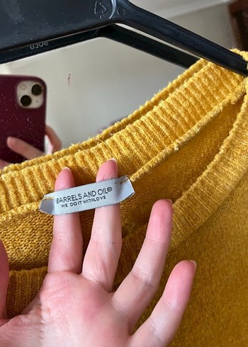 Kadın Sarı Örgü Yün Triko - Görsel 2