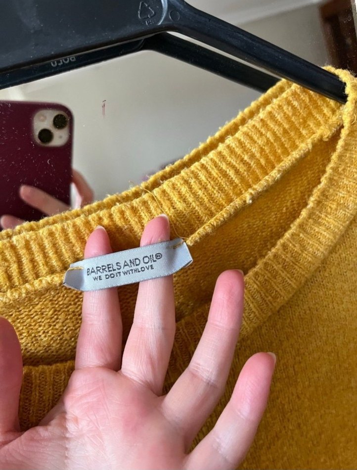 Kadın Sarı Örgü Yün Triko - Görsel 2