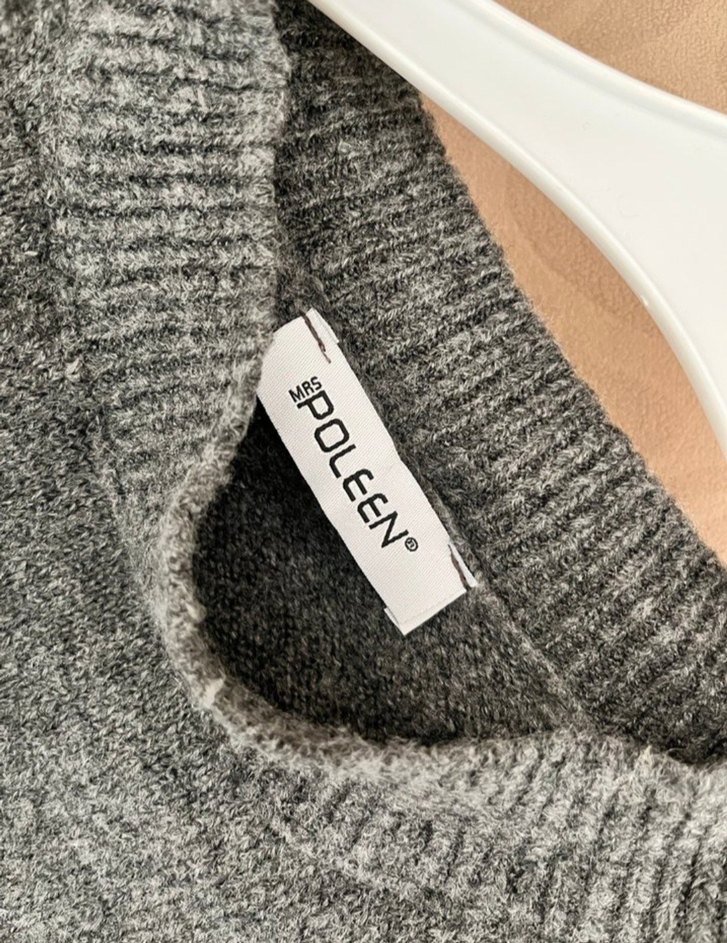 Gri Örgü Kadın Yün Kazak - Görsel 3