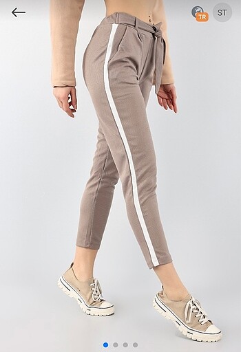 m Beden Kahve bağlama detaylı kumaş pantalon
