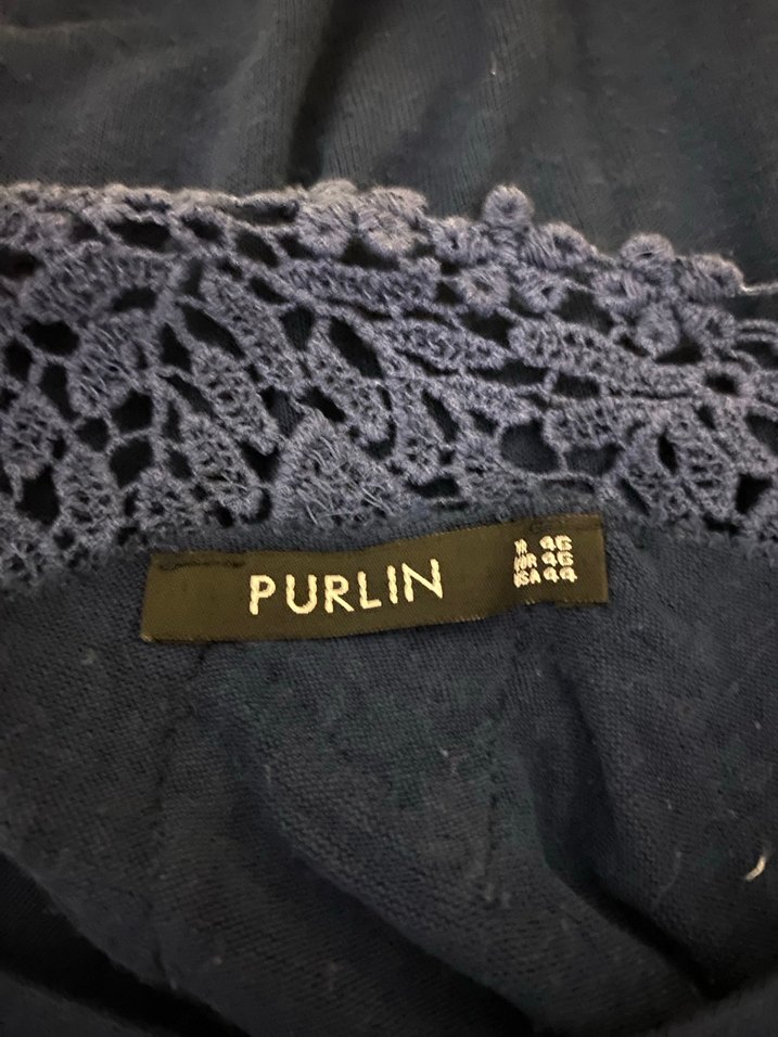 Dantel Detaylı Lacivert V Yaka Kadın Bluz - Görsel 4