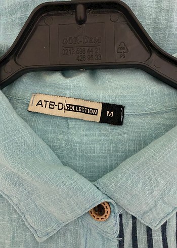 Mavi Çizgili Uzun Keten Kadın Gömlek - Görsel 3