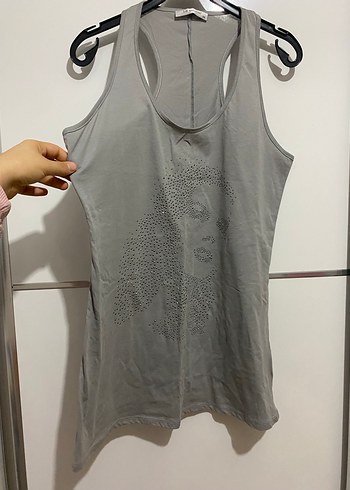 Gri Payetli Kadın Atlet - Görsel 3