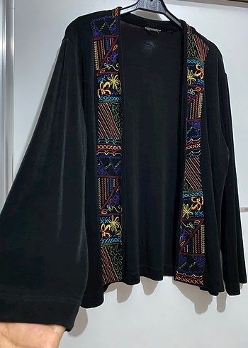 Uzun Kollu Boncuk İşlemeli Bohem Kadın Hırka - Görsel 2
