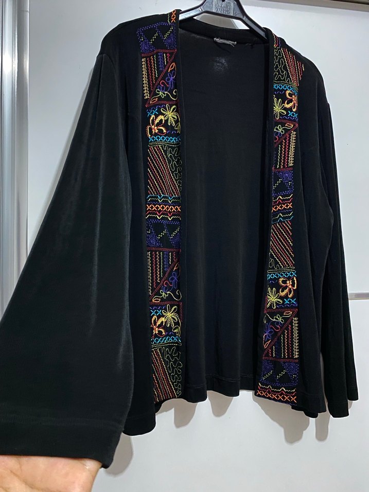 Uzun Kollu Boncuk İşlemeli Bohem Kadın Hırka - Görsel 2