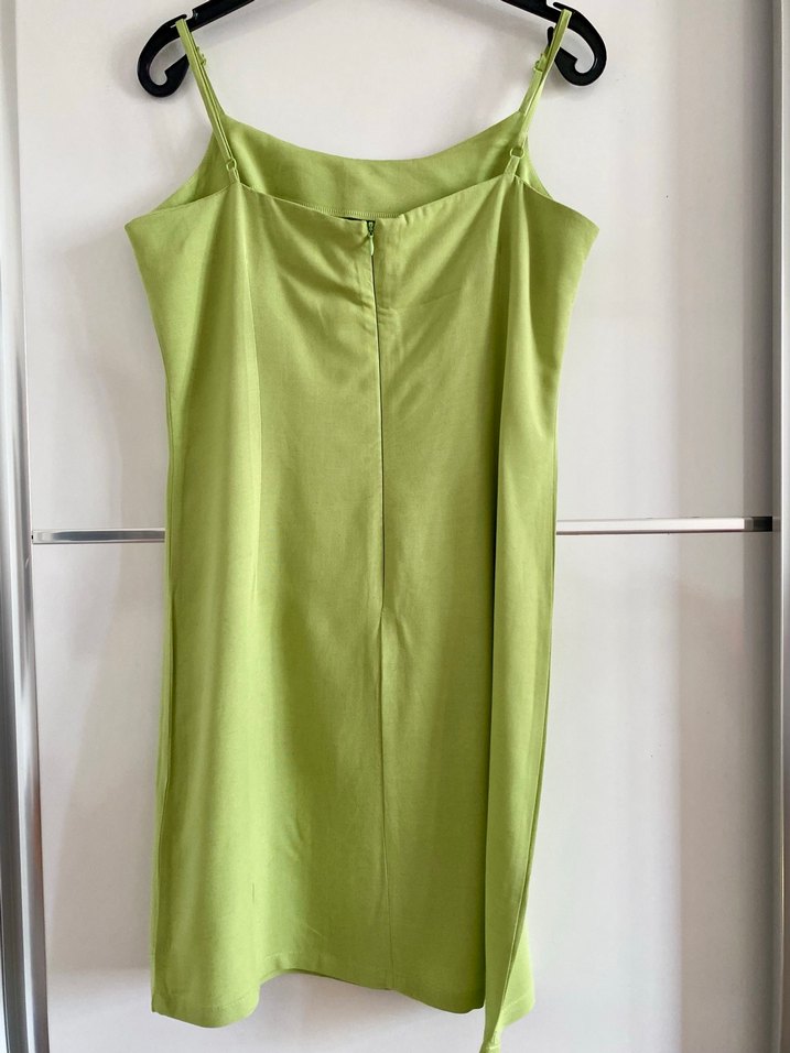 Yazlık Şık ve Zarif Yeşil Mini Elbise - Fermuarlı Model - Görsel 2