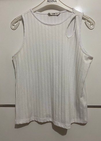 LCW Beyaz Bisiklet Yaka Düz Kolsuz KaşkorseKumaş Kadın Atlet - Görsel 5