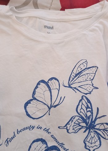 Mavi Mavi bayan Beyaz Baskılı t-shirt