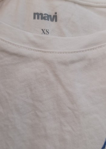 Mavi bayan Beyaz Baskılı t-shirt