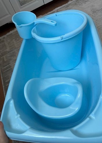 Bebek Banyo Seti - Küvet, Kova ve Kepçe Lazımlık - Görsel 5