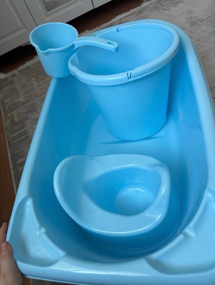 Bebek Banyo Seti - Küvet, Kova ve Kepçe Lazımlık - Görsel 5