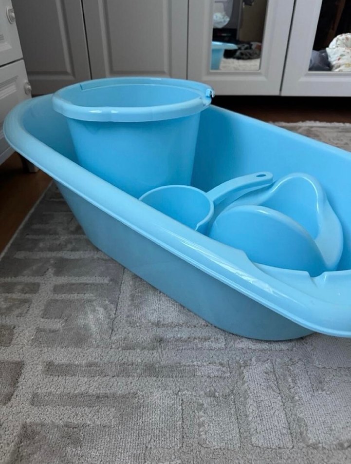 Bebek Banyo Seti - Küvet, Kova ve Kepçe Lazımlık - Görsel 3