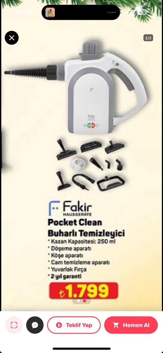 Fakir Pocket Clean Buharlı Temizleyici - Görsel 2