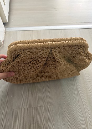 Bej Örgü Kadın Clutch Çanta