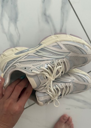 Bej Bağcıklı Spor Stiletto Topuklu Kadın Sneaker - Görsel 3