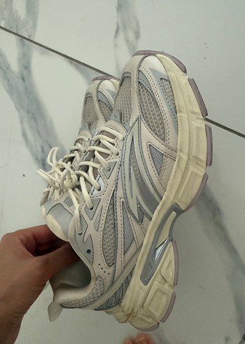 Bej Bağcıklı Spor Stiletto Topuklu Kadın Sneaker - Görsel 2