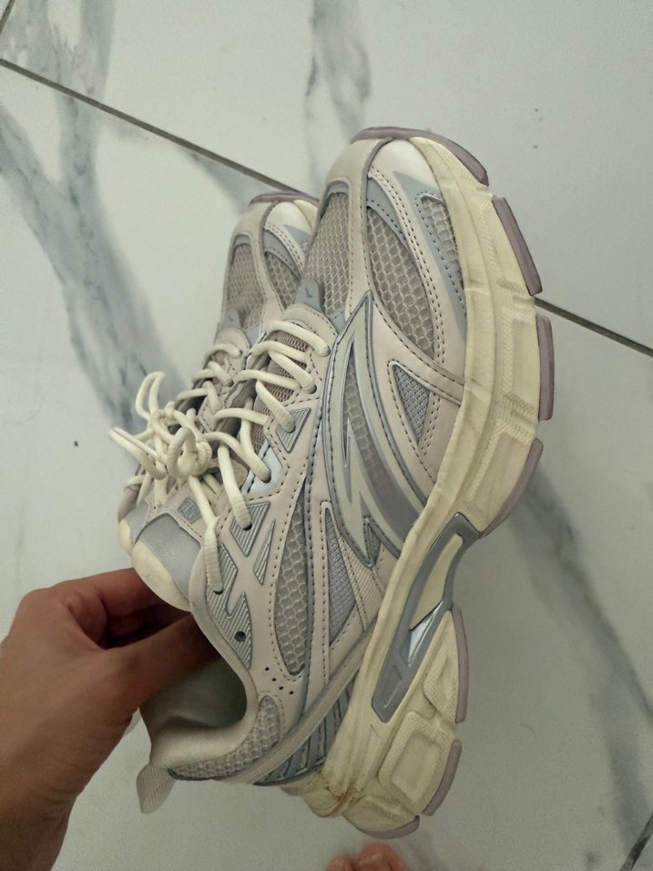 Bej Bağcıklı Spor Stiletto Topuklu Kadın Sneaker - Görsel 2