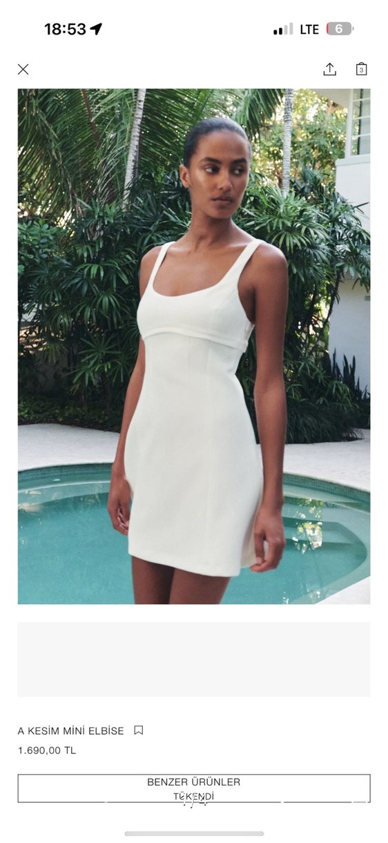 Beyaz Straplez Mini Elbise - Görsel 2