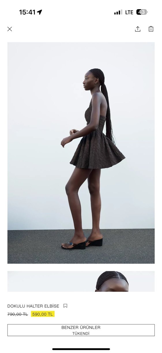 Kahverengi Straplez Piliseli Midi Elbise - Görsel 2