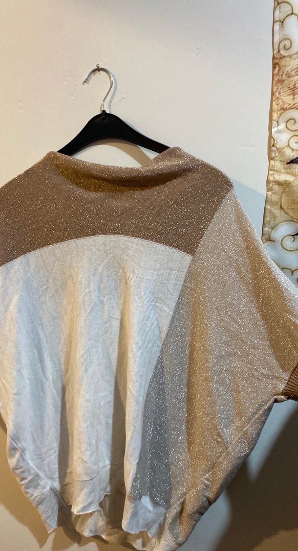 Kadın Kahverengi Gri Triko Salaş Kazak - Görsel 3