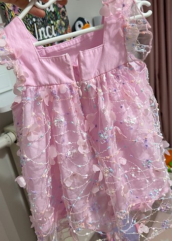 Pembe Nakışlı Kız Çocuk Elbisesi - Görsel 2