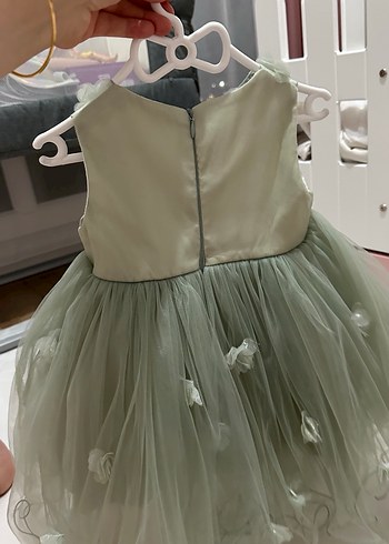 İşlemeli yeşil  Straplez Kız Elbisesi - Görsel 3