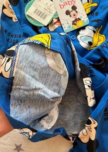 4 Yaş Beden Mavi Mickey ve Donald Baskılı Erkek Pijama Takımı