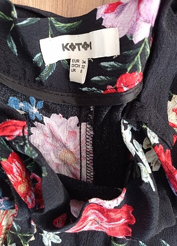 34 Beden Çiçek desenli bol paça pantolon