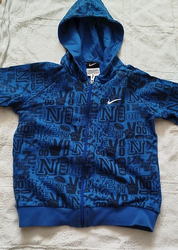Nike Erkek Çocuk Mavi Kapüşonlu Fermuarlı Ceket