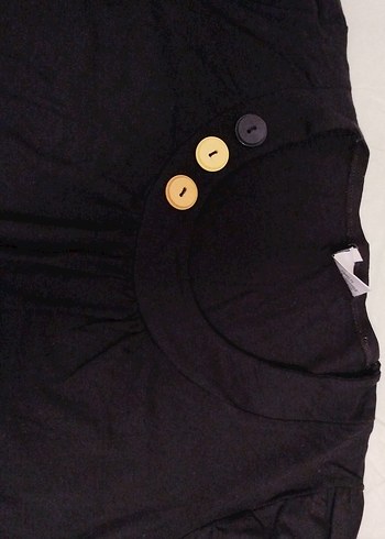 Düğmeli Siyah Hamile Uzun Kollu Tişört - Görsel 3