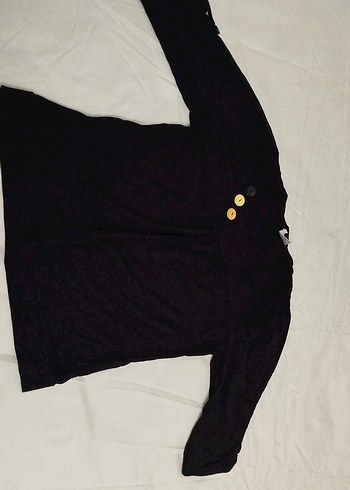 Düğmeli Siyah Hamile Uzun Kollu Tişört - Görsel 2